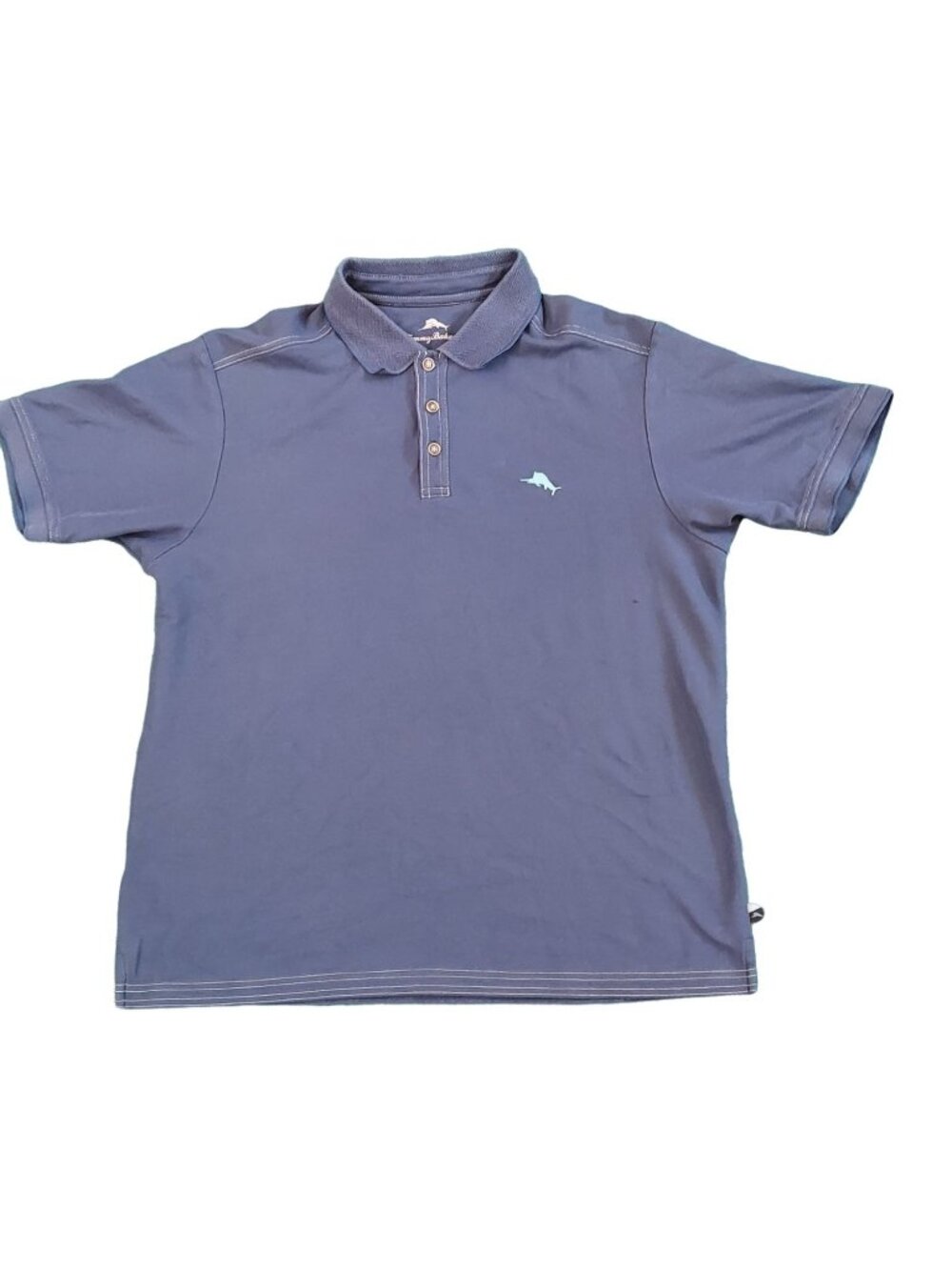 Tommy Bahama Emfielder Supima Poly Polo Shirt Marlin Logo Men L Blue T20856